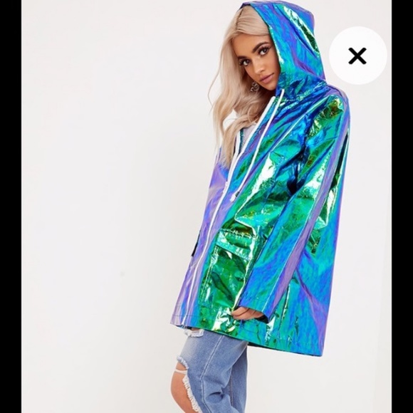 Green Holographic Raincoat Pretty 